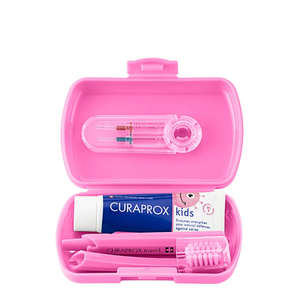 Curaprox Kit de Viagem Infantil Rosa 6-12A