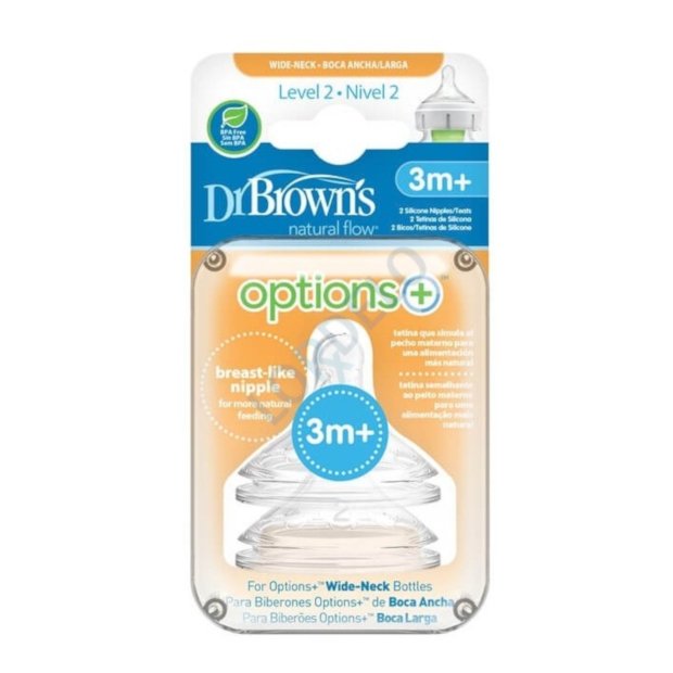 Dr Brown's Tetina Larga Nível 2 3M+ x2